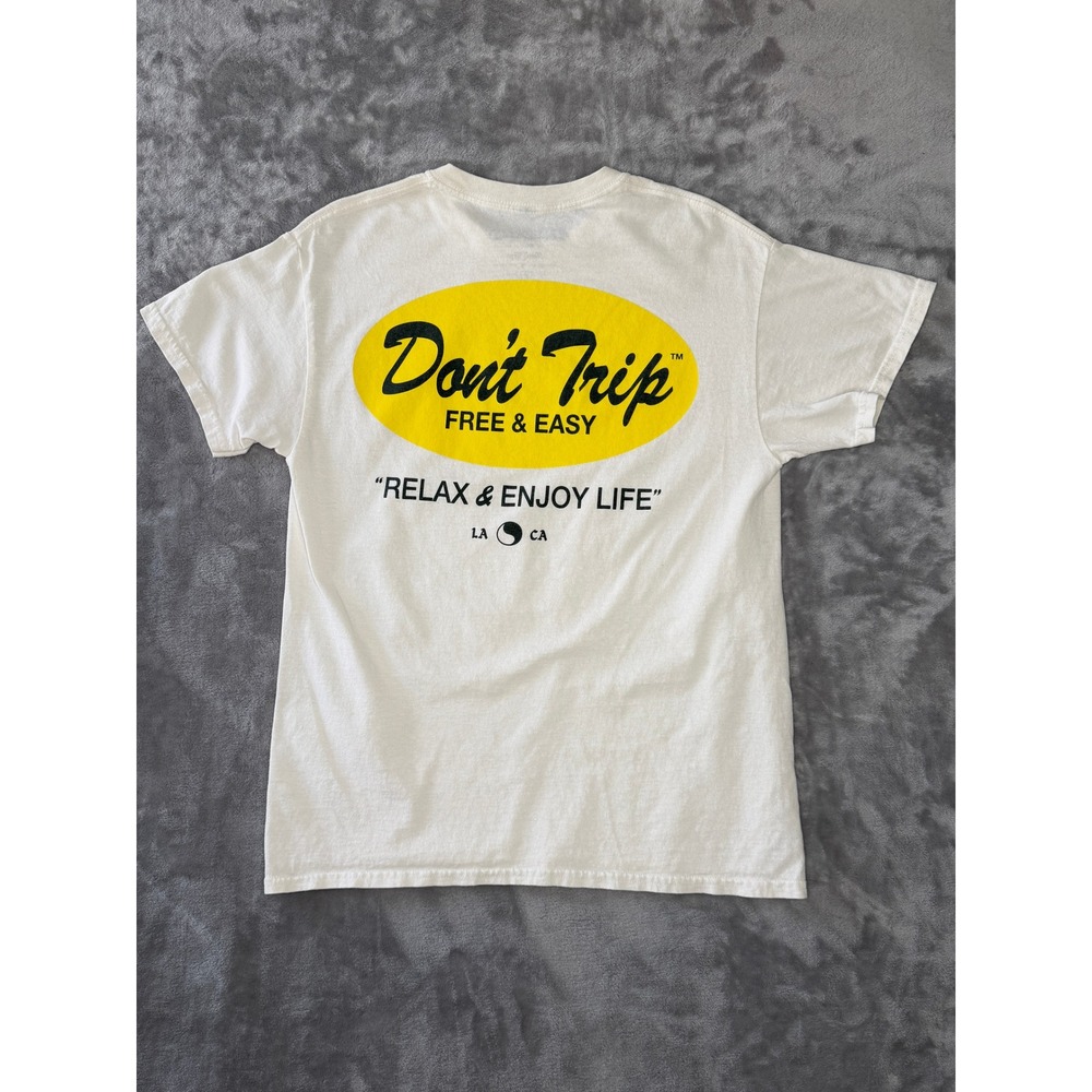 Free & Easy T-Shirt Mens M White Don't Trip Graphic Streetwear Novelty Casual